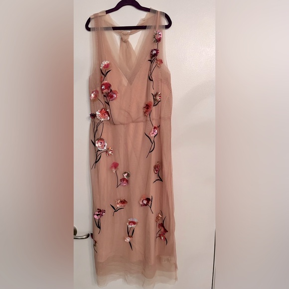 Anthropologie Maeve Sleevless Floral Shine Midi Dress - Picture 5 of 9